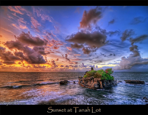 Tanah Lot temple at sunset. HDR from 3 photographs (Nikon... by Marco Waagmeester 